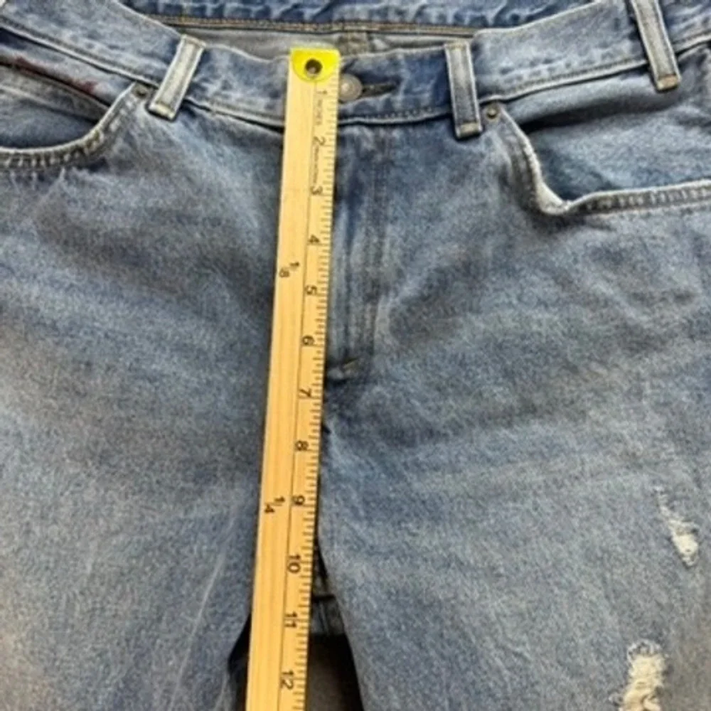 Levi's 505 C‎ Mens W31 Blue Straight Distressed Cut Off Raw Hem Vintage Rocker